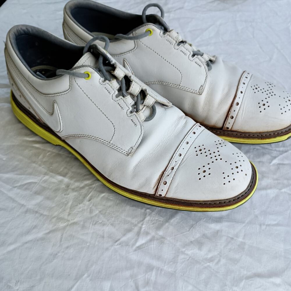 Nike Lunar Clayton Leather Golf Shoes 628535-100 Men’s US 12 White RARE $300 EUC